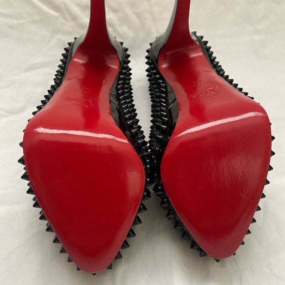 New In Box Christian Louboutin Black Patent Leather Stud High Heels - Picture 14 of 14